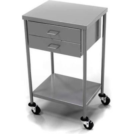 AERO AERO Stainless Steel Anesthesia Utility Table with 2 Drawers & Flat Top Shelf CSD-2-1620